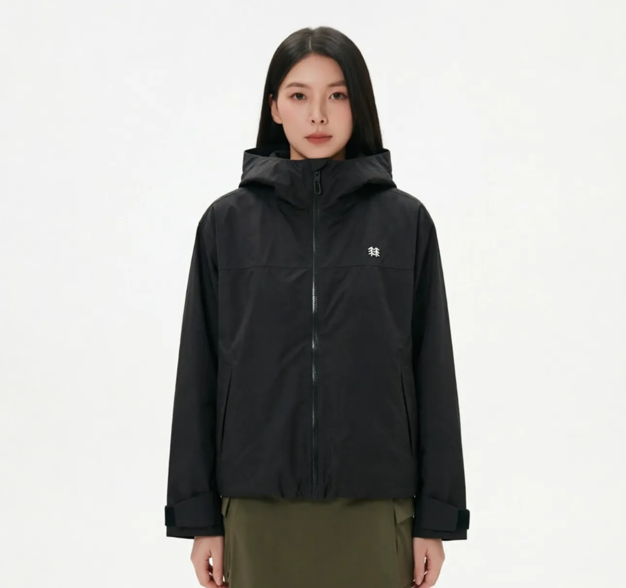 Upper body material picture KOLON/KOLON SPORT 26fw 2L short soft shell jacket loose waterproof windproof Wear-Resistant Breathable jacket (Black)